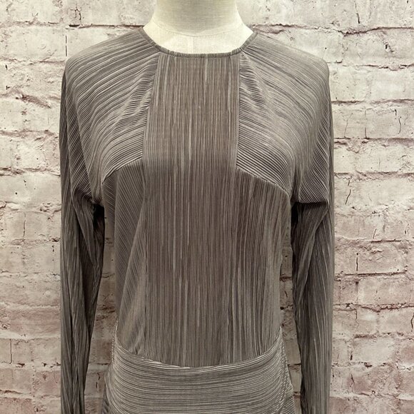 NBD Aluna Dress Size S Champagne Taupe V Back Drop Waist Cocktail Party Shimmer - Picture 2 of 6